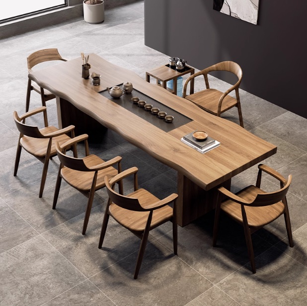 轻奢岩板茶桌椅组合高端别墅客厅茶室办公室会客创意大板功夫茶